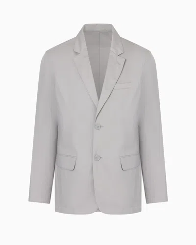 Armani Exchange Single-breasted Cotton Twill Jacket In Grey