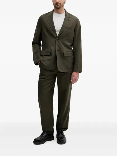 Armani Exchange Single-breasted Flap-pocket Suit In Green
