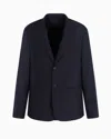 Armani Exchange Single-breasted Two-button Jacket In Flowing Fabric In Navy Blue