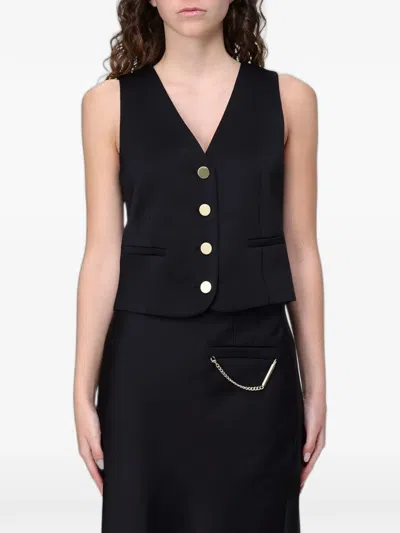 Armani Exchange Single-breasted Crepe Vest In Black