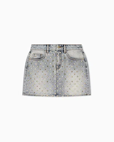 Armani Exchange Skirt Slim-fit Denim In Rigid Cotton With Embellishment In Blue