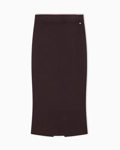 Armani Exchange Skirt Slim-fit Knitted In Viscose Wool And Cashmere In Brown