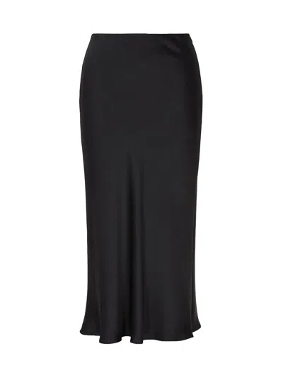 Armani Exchange Asv Satin Midi Skirt In Black