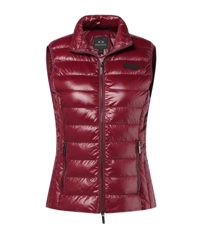 Armani Exchange Sleeveless Cotton Jacket In Red