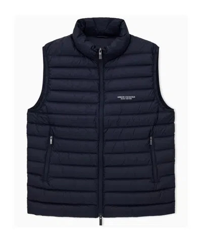 Armani Exchange Sleeveless Down Vest In Blue