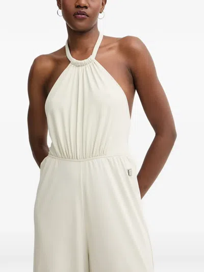 Armani Exchange Sleeveless Halterneck Jumpsuit In White