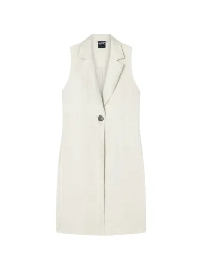 Armani Exchange Sleeveless Notched-lapel Trench Coat In White