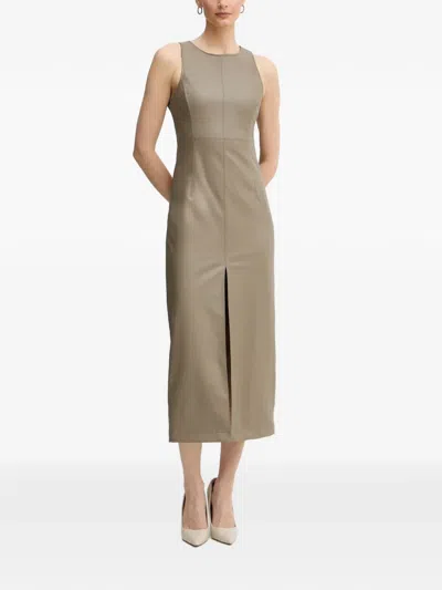 Armani Exchange Sleeveless Split-detail Midi Dress In Green