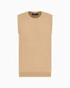 Armani Exchange Sleeveless Knitted Vest In Camel