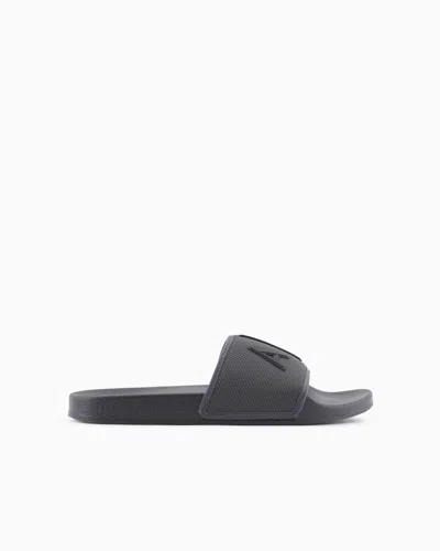 Armani Exchange Slider Slippers With Logo In Black