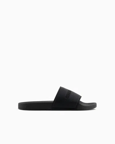 Armani Exchange Mens Tumbled Pu Sliders In Black 00002