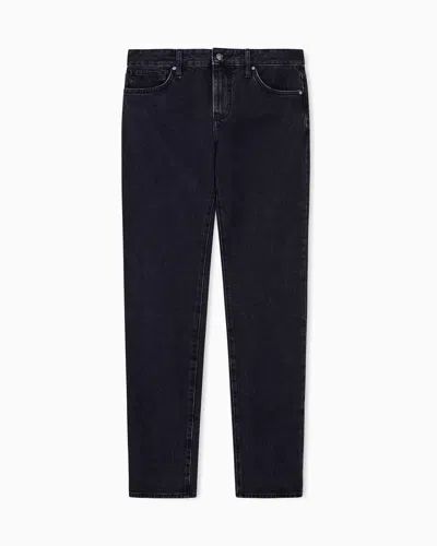 Armani Exchange Slim Fit 5 Pockets Pant In Denim Stretch Washed In Black