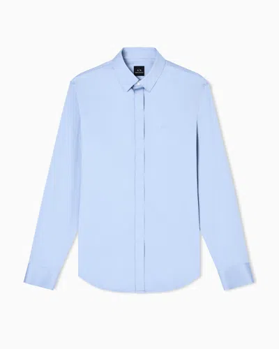 Armani Exchange Slim Fit Cotton Shirt In Blue