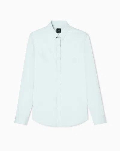 Armani Exchange Slim Fit Cotton Shirt In Blue
