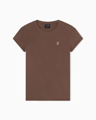 Armani Exchange Slim Fit Cotton T-shirt In Brown