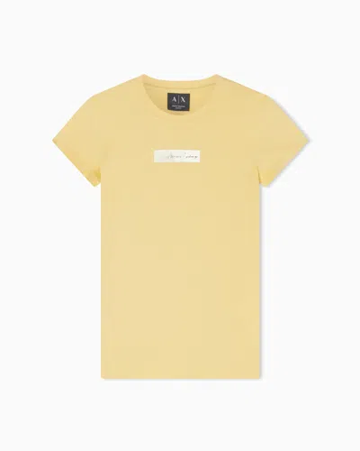 Armani Exchange Slim Fit Cotton T-shirt In Yellow