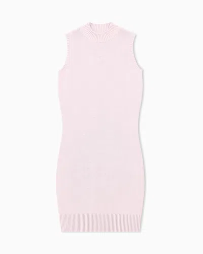 Armani Exchange Slim Fit Dress In Knitted Cotton In Pink