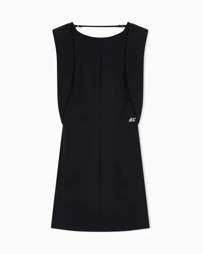 Armani Exchange Slim Fit Dress In Recycled Twill With Rib Details In Black
