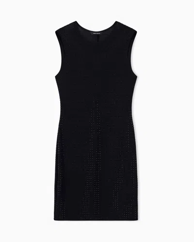 Armani Exchange Slim Fit Dress In Stretch Jersey With Strass In Black
