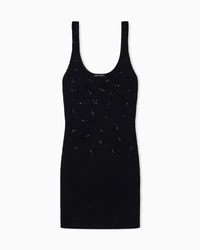 Armani Exchange Slim Fit Dress Knitted Viscose Blend In Black