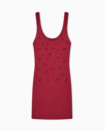 Armani Exchange Slim Fit Dress Knitted Viscose Blend In Red