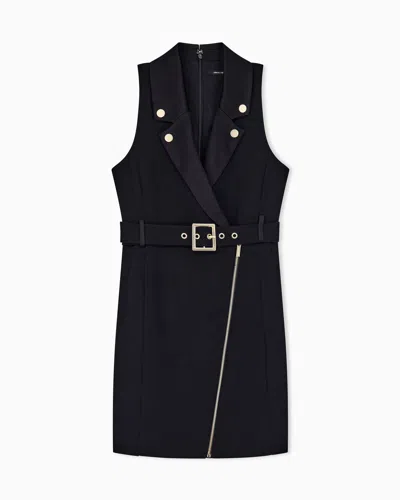 Armani Exchange Slim Fit Dress With Viscose In Black