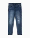 Armani Exchange Slim Fit Jeans In Denim Fleece In Blue