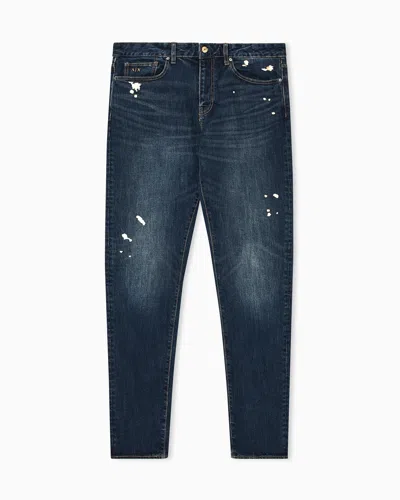Armani Exchange Slim Fit Jeans In Denim Fleece In Blue