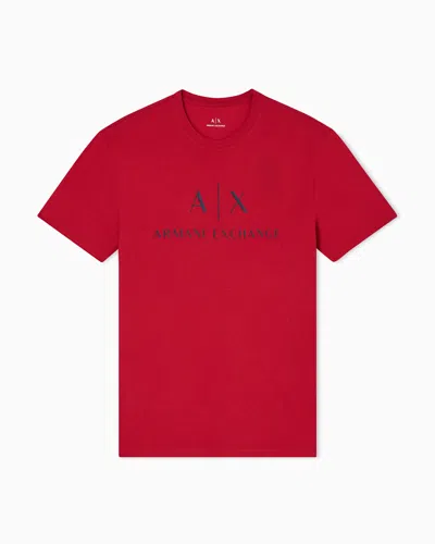 Armani Exchange Slim Fit Jersey T-shirt With Logo In Red