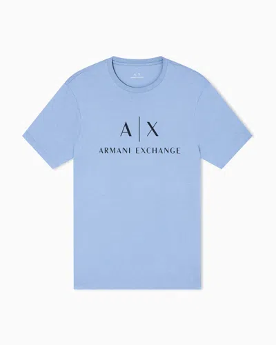Armani Exchange Slim Fit Jersey T-shirt With Logo In Blue