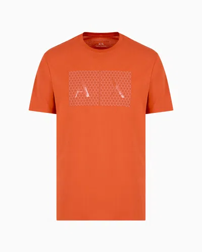 Armani Exchange Slim Fit Jersey T-shirt With Logo In Orange