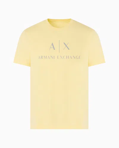 Armani Exchange Slim Fit Jersey T-shirt With Logo In Yellow