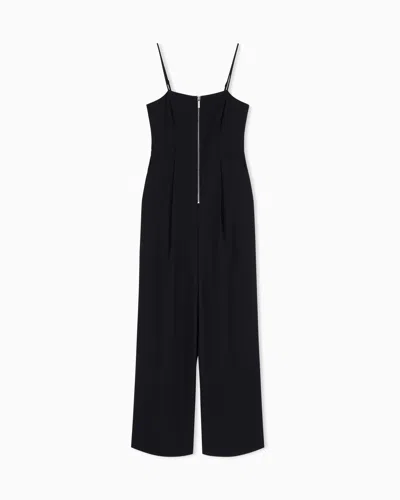 Armani Exchange Slim Fit Jumpsuit In Recycled Twill With Rib Details In Black