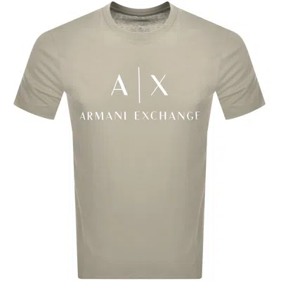 Armani Exchange Slim Fit Logo T Shirt Beige In Sand