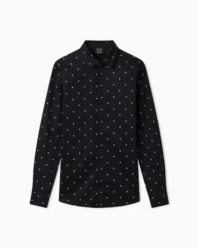 Armani Exchange Long Sleeve Shirt Navy In Animal Print