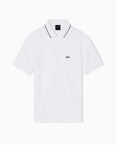 Armani Exchange Slim Fit Polo Shirt With Logo And Piping In White