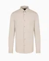 Armani Exchange Slim Fit Shirt In Stretch Cotton Poplin In Brown