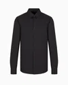 Armani Exchange Slim Fit Shirt In Stretch Cotton Poplin In Black