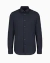 Armani Exchange Slim Fit Shirt In Stretch Cotton Poplin In Blue