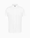 Armani Exchange Slim Fit Short Sleeve Shirt In Stretch Satin In White
