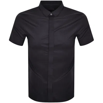 Armani Exchange Slim Fit Short Sleeved Shirt Navy In Black