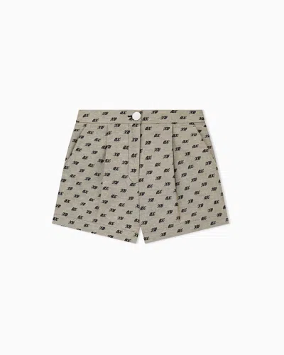 Armani Exchange Slim Fit Shorts In Cotton With Allover Jacquard In Gray