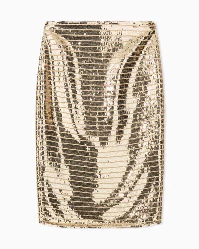 Armani Exchange Slim Fit Skirts In Chiffon With Sequins In Gold