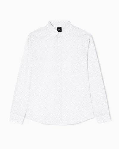 Armani Exchange Slim Fit Stretch Cotton Shirt In White
