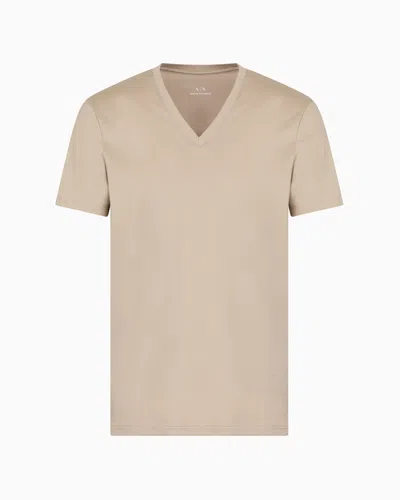 Armani Exchange Slim Fit T-shirt In Pima Cotton Jersey In Brown