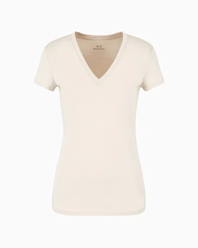 Armani Exchange Slim Fit T-shirt In Pima Cotton Jersey In White