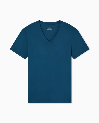 Armani Exchange Slim Fit T-shirt In Pima Cotton Jersey In Blue
