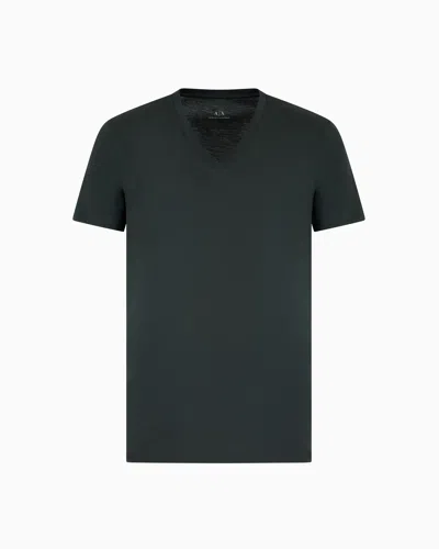 Armani Exchange Regular Fit T-shirt In Pima Cotton Jersey In Green