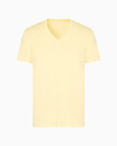 Armani Exchange Slim Fit T-shirt In Pima Cotton Jersey In Yellow