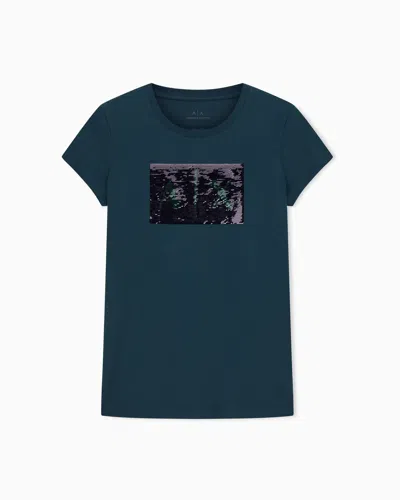 Armani Exchange Slim Fit T-shirt In Stretch Cotton Jersey In Blue